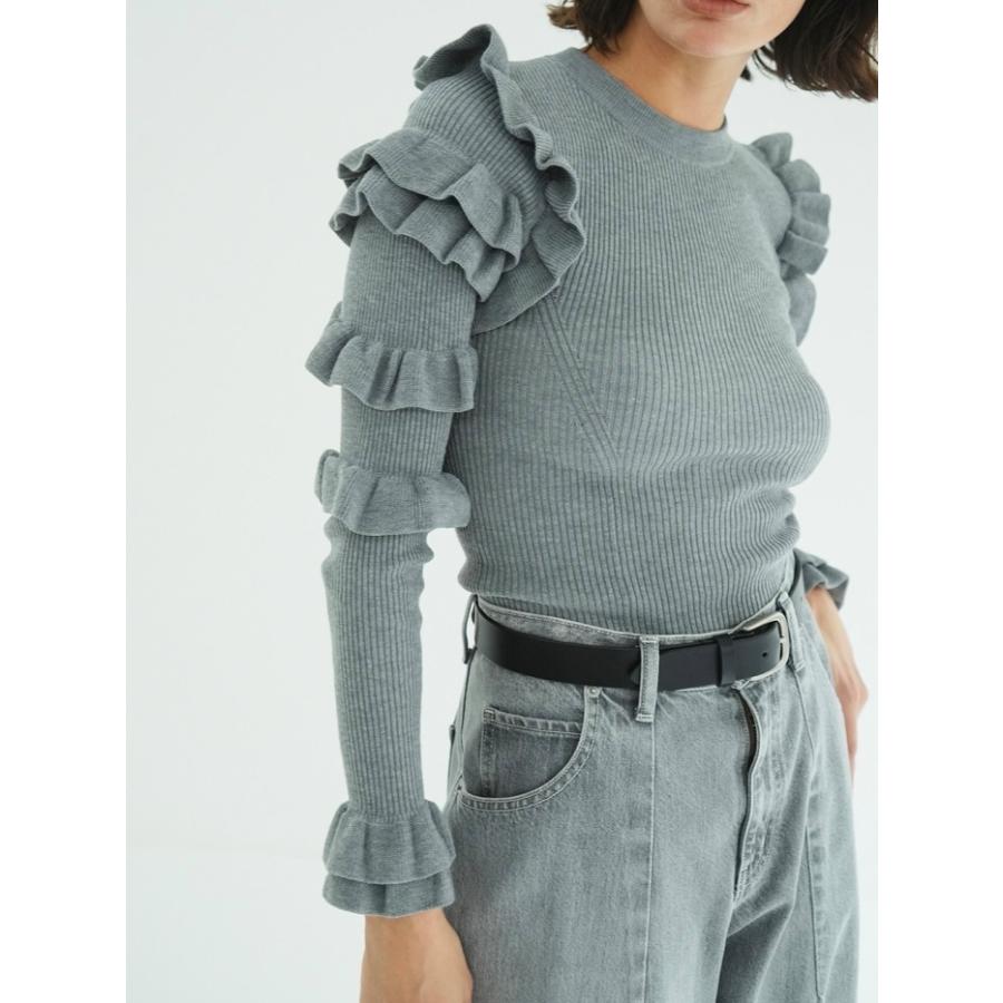フリルスリーブニットトップス CLANE（クラネ） 即日発送 正規商品 フリル スリーブ ニット トップス