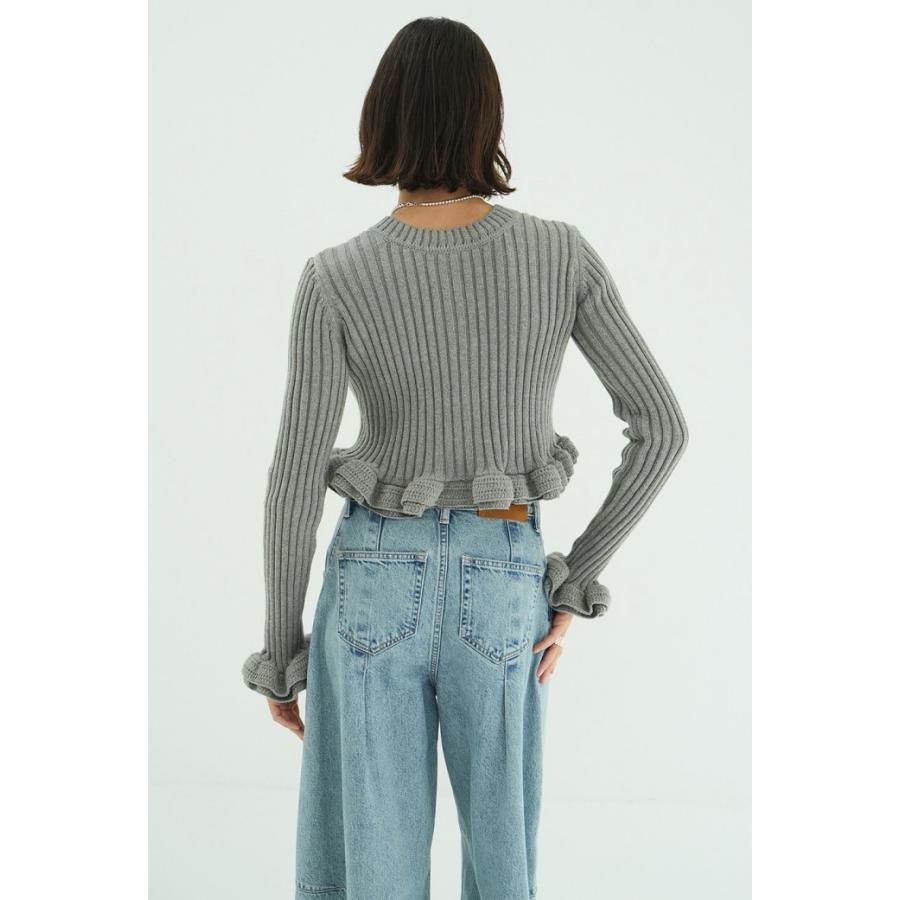 【新品！即完売レア♡】CLANE ショートフリルニット トップス グレー フリー CLANE（クラネ） 正規商品 ショート フリル ニット トップス W FACE