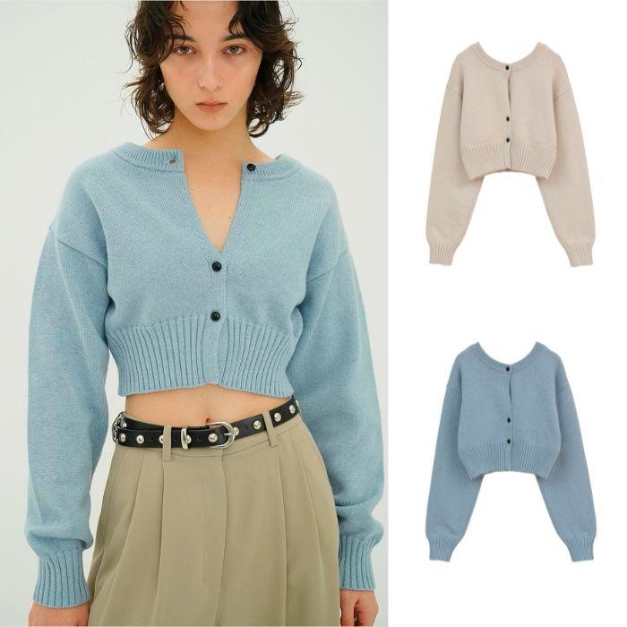 CLANE ニットカーディガン セール】W FACE SHOULDER FRILL KNIT CARDIGAN（カーディガン/ボレロ
