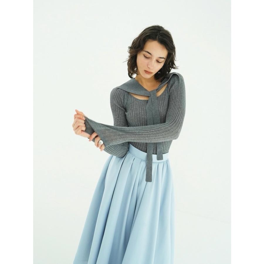 CLANE SHEER RIB RIBBON KNIT TOPS グレー1サイズ SHEER RIB RIBBON KNIT TOPS｜TOPS(トップス)｜CLANE OFFICIAL ONLINE