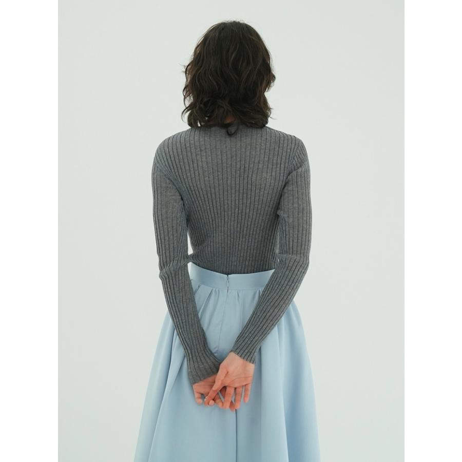 CLANE SHEER RIB RIBBON KNIT TOPS グレー1サイズ CLANE（クラネ） 即日発送 正規商品 シアー リブ リボン ニット