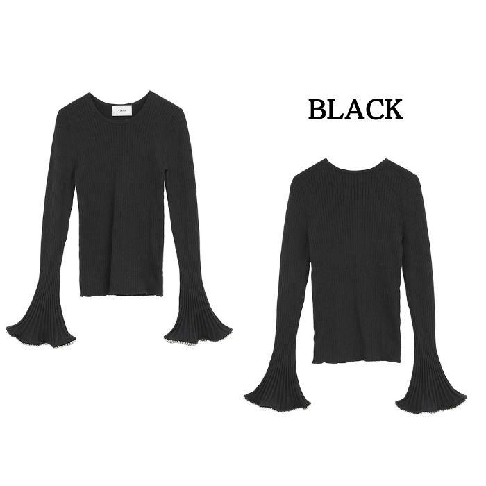 CLANE FRILL SLEEVE KNIT TOPSブラック2サイズ新品 CLANE（クラネ） 即日発送 正規商品 エンブリッシュ フリル スリーブ