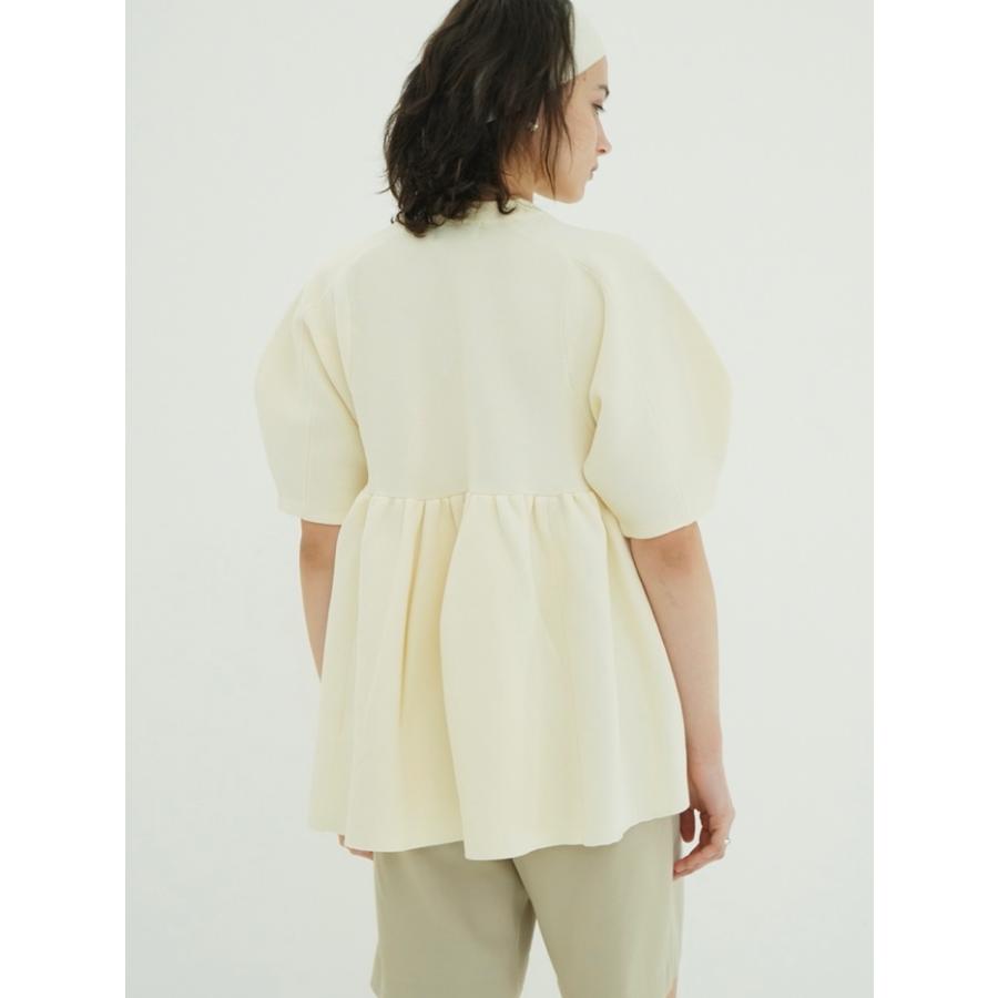 CLANE PEPLUM HAND KNIT TOPSアイボリー 完売　人気 CLANE（クラネ） 即日発送 正規商品 ペプラムハーフスリーブニット