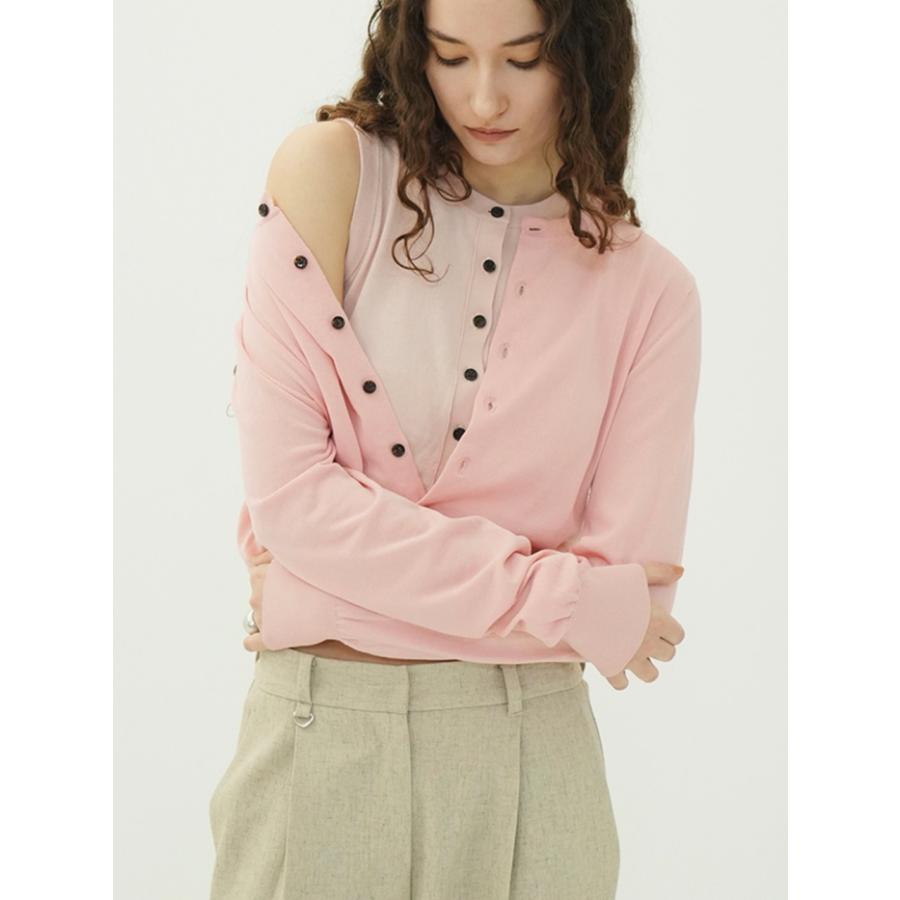 う*り様 クラネ W LAYERED KNIT CARDIGAN ピンク 未使用 高価値】 正規品 CLANE 【公式通販】 ピンク CARDIGAN KNIT LAYERED W