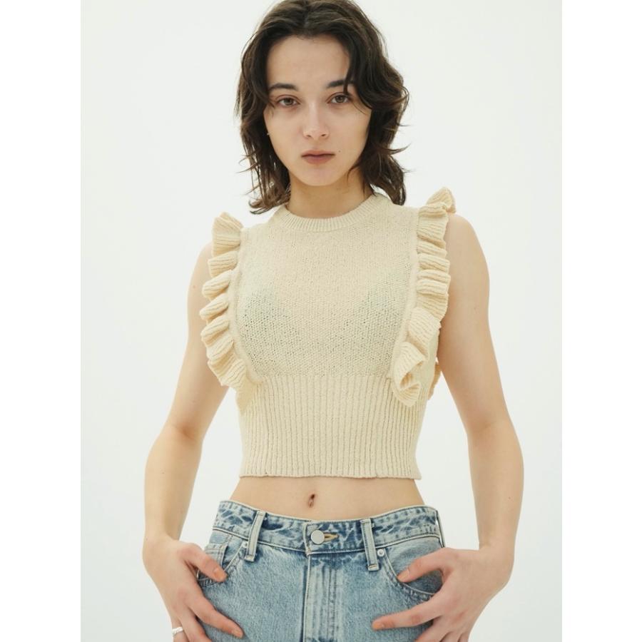 新作未使用【CLANE】フリル付きノースリーブサマーニット CLANE（クラネ） 即日発送 正規商品 フリル スリーブ ニット トップス