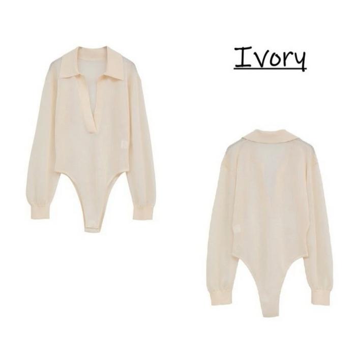 CLANE（クラネ） 正規商品 スキッパーニットボディスーツ SKIPPER KNIT