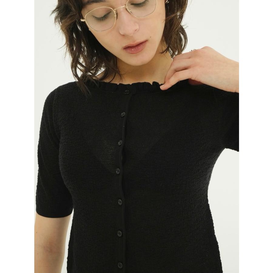トップス CLANE W FACE FRILL KNIT CARDIGAN black CLANE（クラネ） 即日発送 正規商品 トップス Wフェイスフリル ニット
