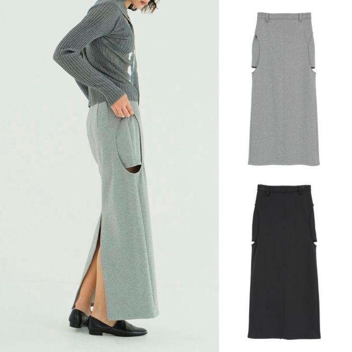 CLANE 26SS CIRCLE CUT SWEAT SKIRT ブラック 2 CLANE（クラネ） 即日発送 正規商品 サークルカット スウェット