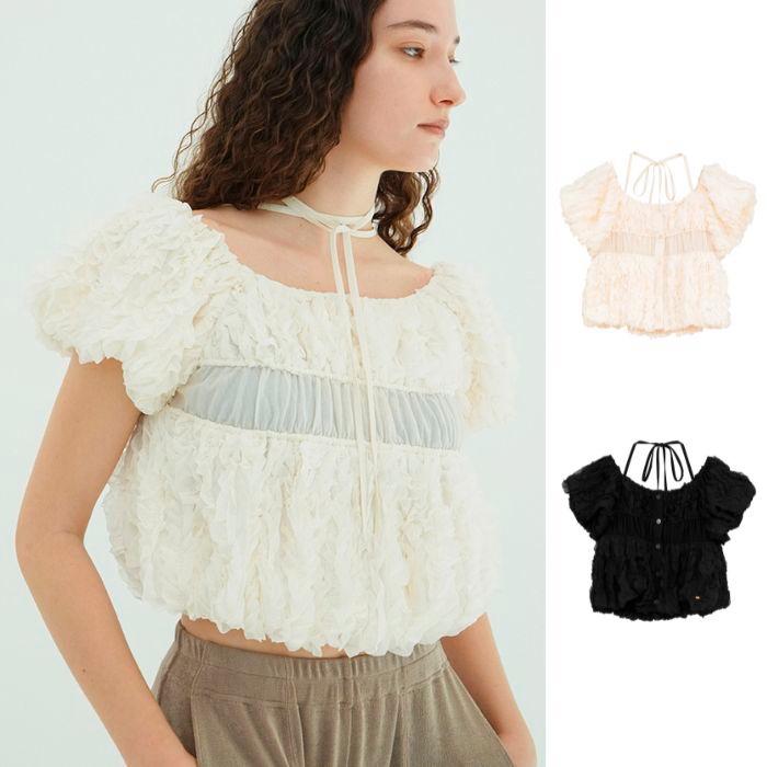 CLANE（クラネ） 正規商品 Wフェイス トップステッチ フリル トップス