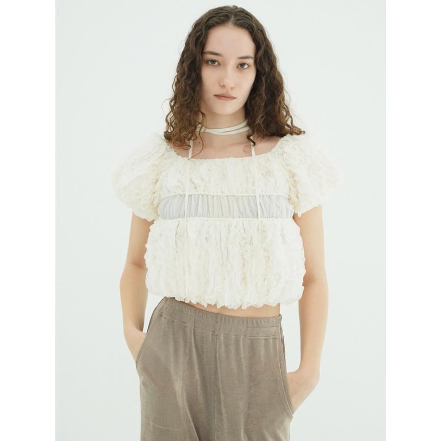 CLANE（クラネ） 正規商品 Wフェイス トップステッチ フリル トップス