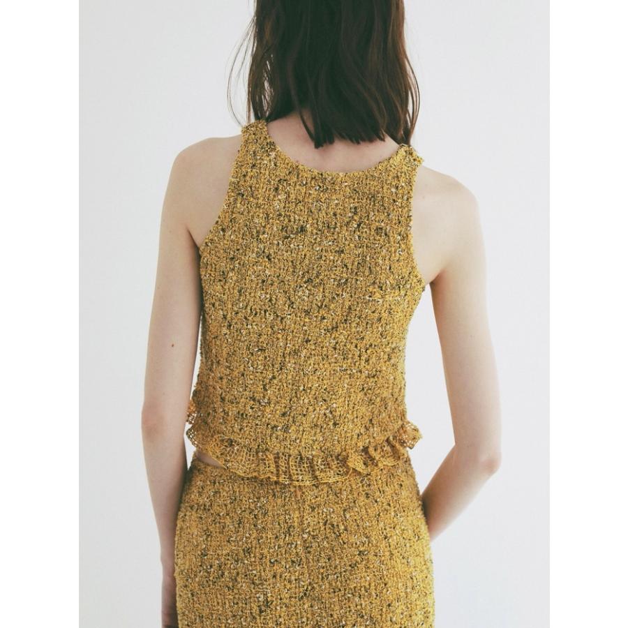 即日発送 CLANE 正規商品 クラネ ミックス メッシュ ギャザー トップス W FACE MIX MESH GATHER N/S TOPS  アイボリー/イエロー/ブラック 3色展開 2026春夏新作の画像