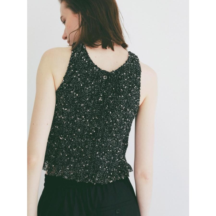 即日発送 CLANE 正規商品 クラネ ミックス メッシュ ギャザー トップス W FACE MIX MESH GATHER N/S TOPS  アイボリー/イエロー/ブラック 3色展開 2026春夏新作の画像