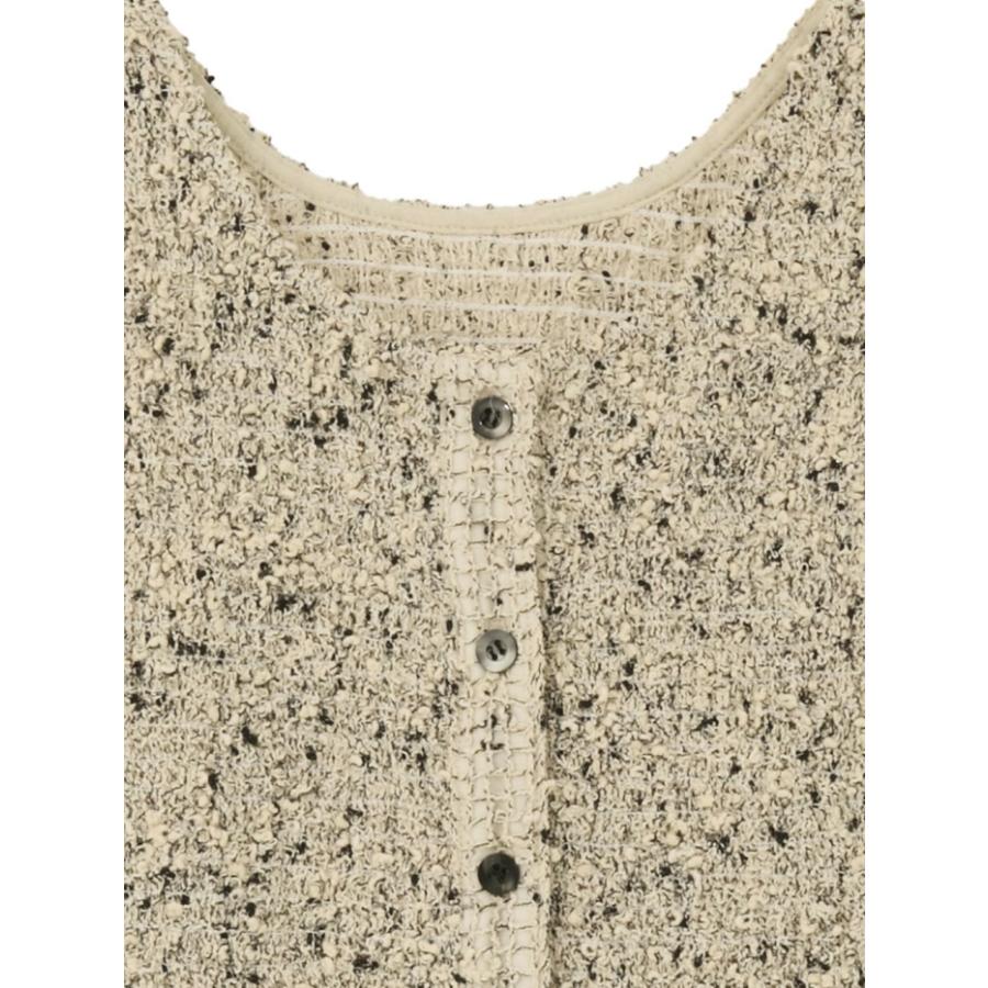 即日発送 CLANE 正規商品 クラネ ミックス メッシュ ギャザー トップス W FACE MIX MESH GATHER N/S TOPS  アイボリー/イエロー/ブラック 3色展開 2026春夏新作の画像