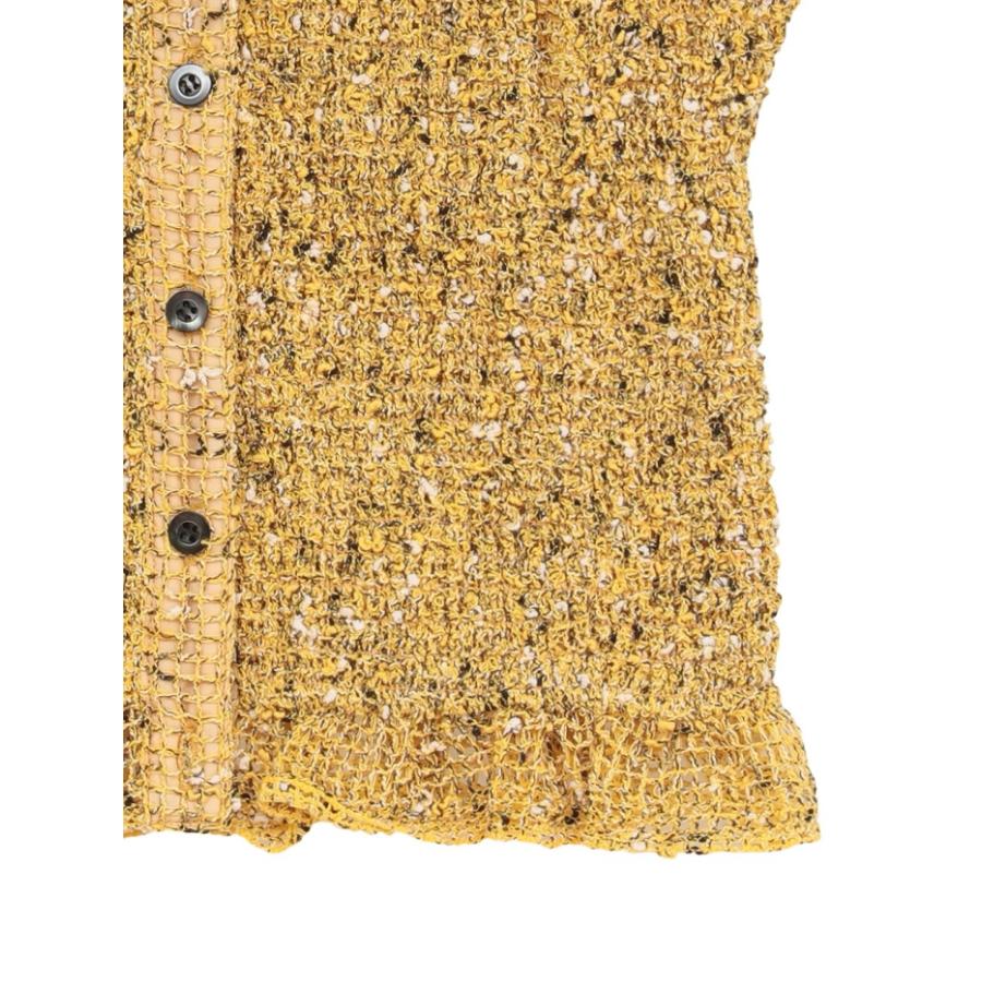即日発送 CLANE 正規商品 クラネ ミックス メッシュ ギャザー トップス W FACE MIX MESH GATHER N/S TOPS  アイボリー/イエロー/ブラック 3色展開 2026春夏新作の画像
