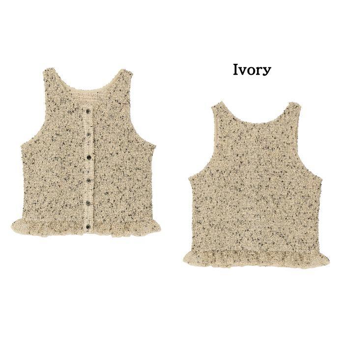 即日発送 CLANE 正規商品 クラネ ミックス メッシュ ギャザー トップス W FACE MIX MESH GATHER N/S TOPS  アイボリー/イエロー/ブラック 3色展開 2026春夏新作の画像