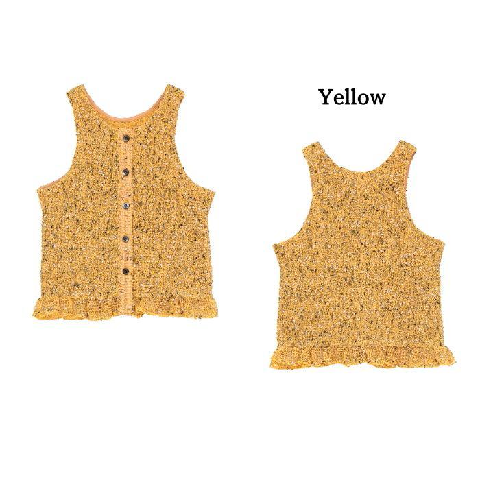 即日発送 CLANE 正規商品 クラネ ミックス メッシュ ギャザー トップス W FACE MIX MESH GATHER N/S TOPS  アイボリー/イエロー/ブラック 3色展開 2026春夏新作の画像