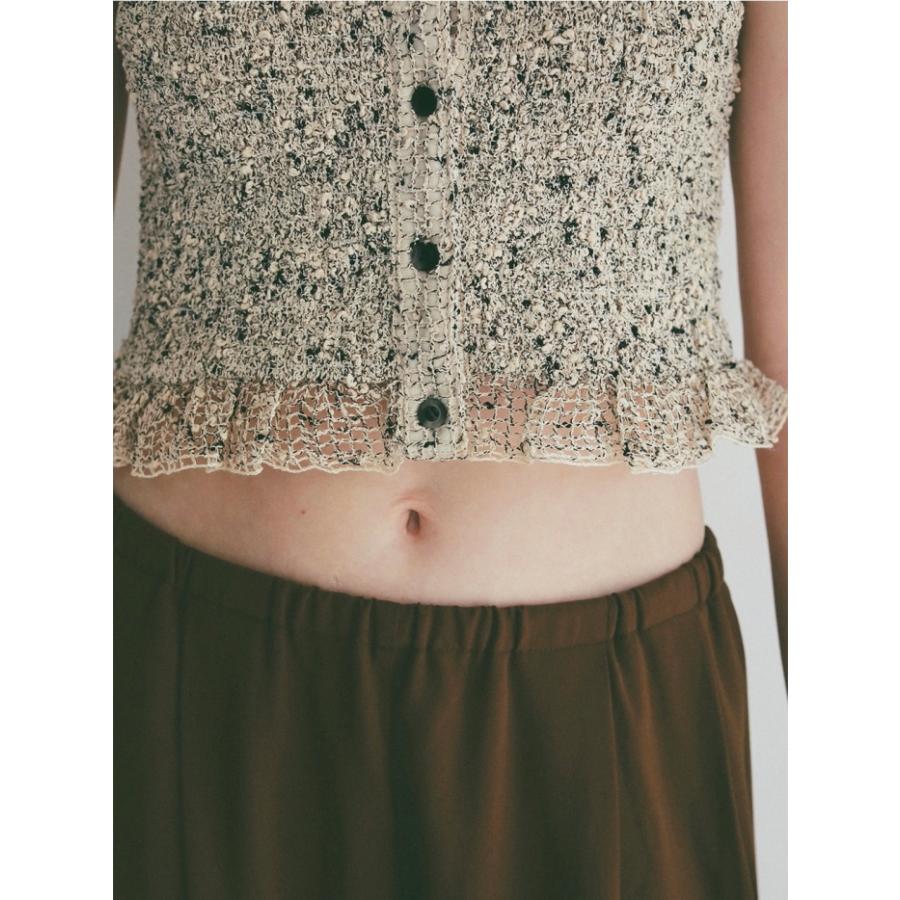 即日発送 CLANE 正規商品 クラネ ミックス メッシュ ギャザー トップス W FACE MIX MESH GATHER N/S TOPS  アイボリー/イエロー/ブラック 3色展開 2026春夏新作の画像