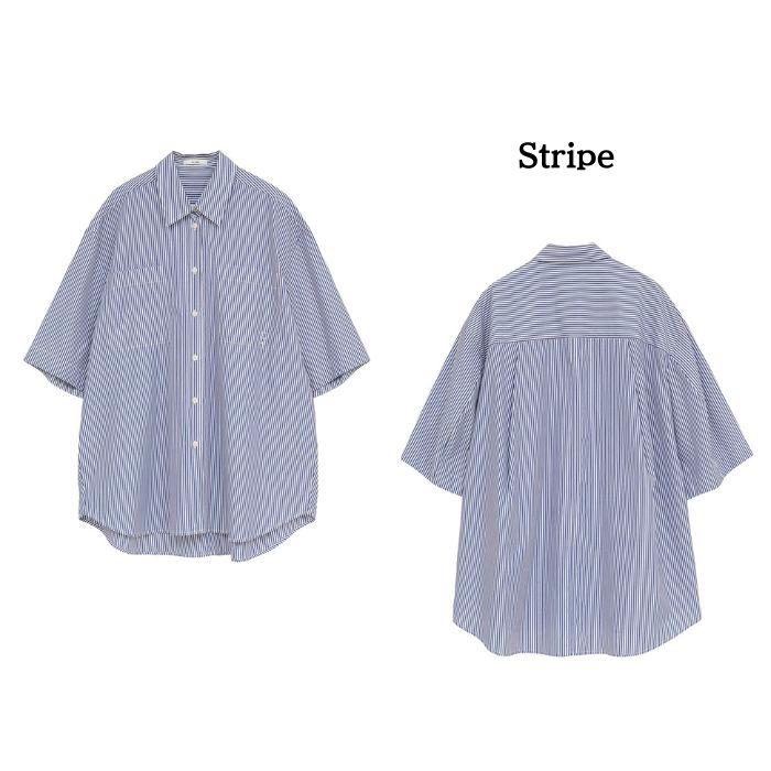 即日発送 CLANE 正規商品 シャツ クラネ ハーフ スリーブ シャツ HALF SLEEVE HUGE SHIRTS ホワイト/グレー/ストライプ 3色展開 2026春夏新作の画像