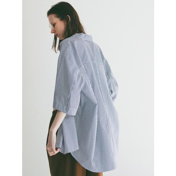 即日発送 CLANE 正規商品 シャツ クラネ ハーフ スリーブ シャツ HALF SLEEVE HUGE SHIRTS ホワイト/グレー/ストライプ 3色展開 2026春夏新作の画像