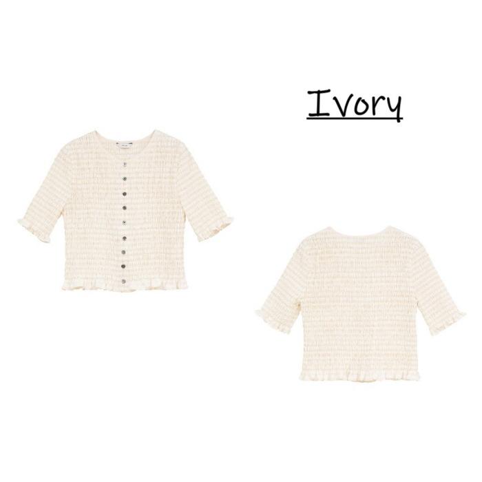即日発送 CLANE 正規商品 トップス クラネ シャーリング ハーフスリーブ ブラウス SHIRRING HALF SLEEVE BLOUSE 3色展開 2026春夏新作の画像