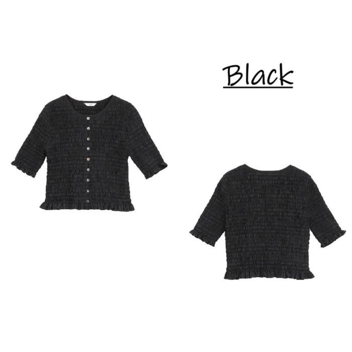 即日発送 CLANE 正規商品 トップス クラネ シャーリング ハーフスリーブ ブラウス SHIRRING HALF SLEEVE BLOUSE 3色展開 2026春夏新作の画像
