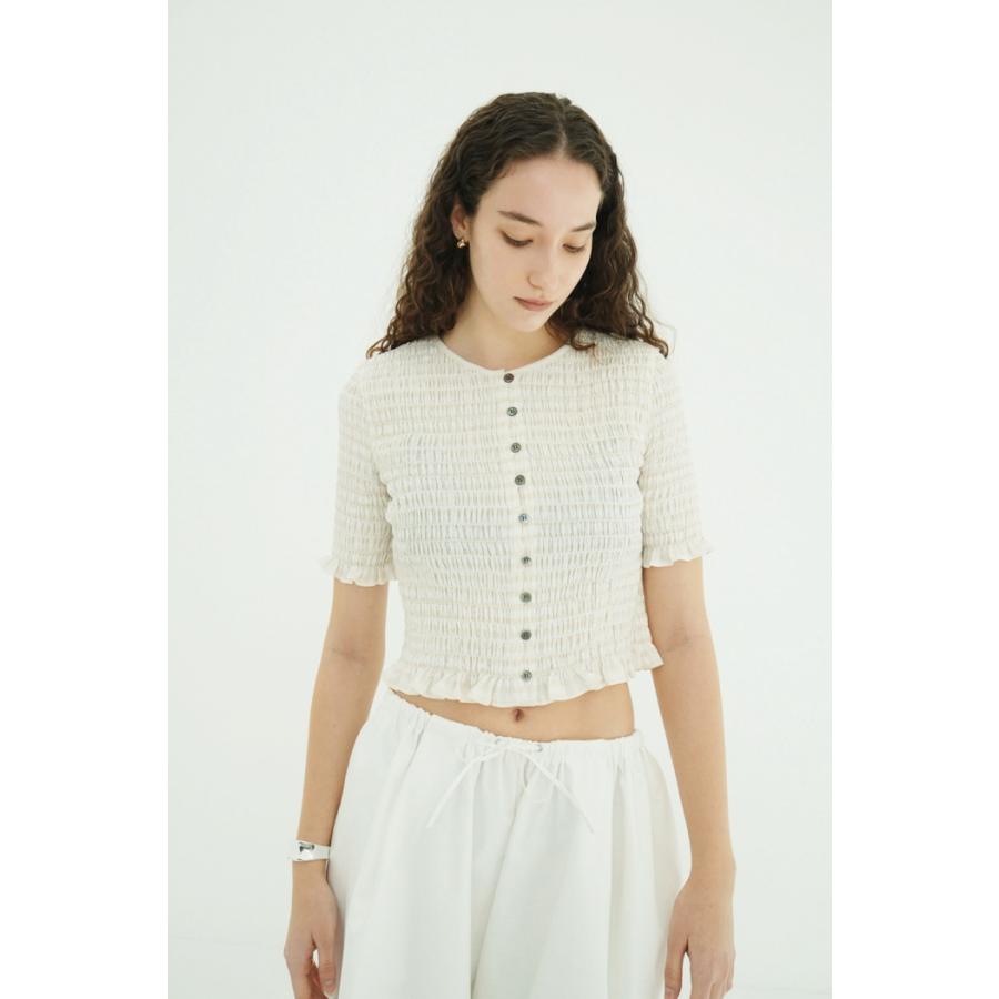 即日発送 CLANE 正規商品 トップス クラネ シャーリング ハーフスリーブ ブラウス SHIRRING HALF SLEEVE BLOUSE 3色展開 2026春夏新作の画像
