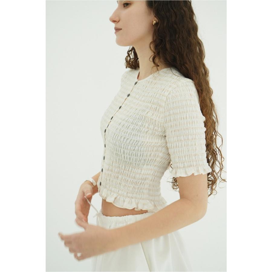 即日発送 CLANE 正規商品 トップス クラネ シャーリング ハーフスリーブ ブラウス SHIRRING HALF SLEEVE BLOUSE 3色展開 2026春夏新作の画像