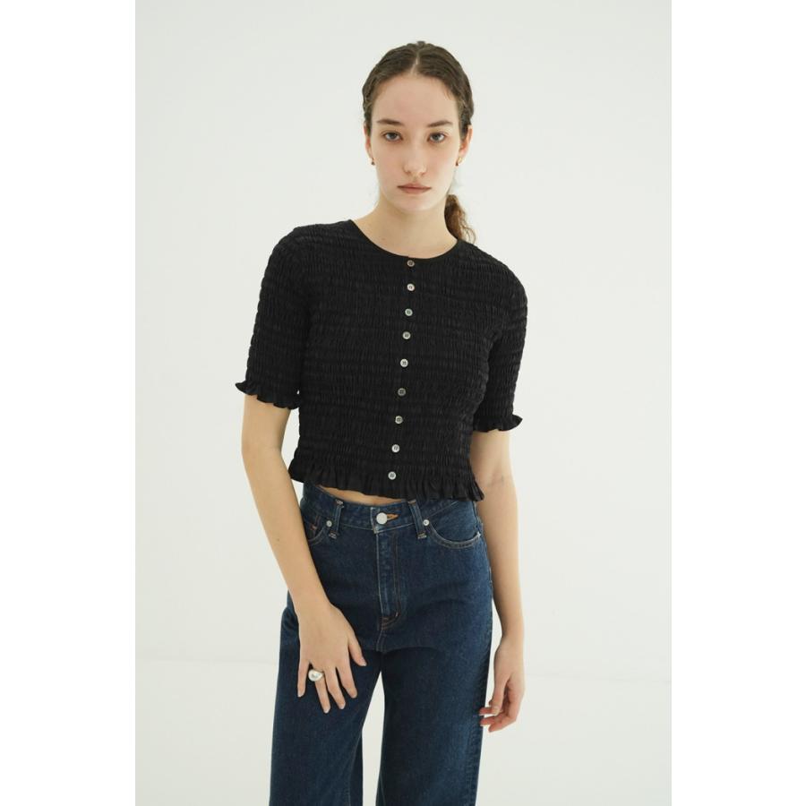即日発送 CLANE 正規商品 トップス クラネ シャーリング ハーフスリーブ ブラウス SHIRRING HALF SLEEVE BLOUSE 3色展開 2026春夏新作の画像