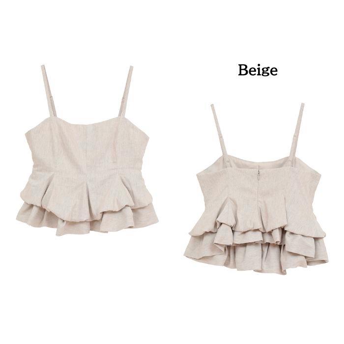 即日発送 CLANE 正規商品 クラネ バブル ペプラム キャミ トップス BUBBLE PEPLUM CAMI TOPS ベージュ/ブラック BEIGE/BLACK 2色展開 2026春夏新作の画像