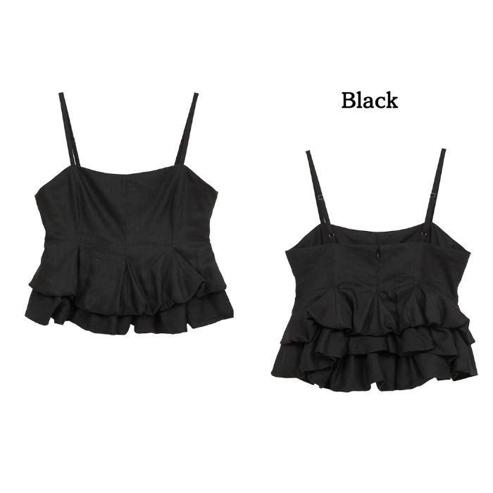 即日発送 CLANE 正規商品 クラネ バブル ペプラム キャミ トップス BUBBLE PEPLUM CAMI TOPS ベージュ/ブラック BEIGE/BLACK 2色展開 2026春夏新作の画像