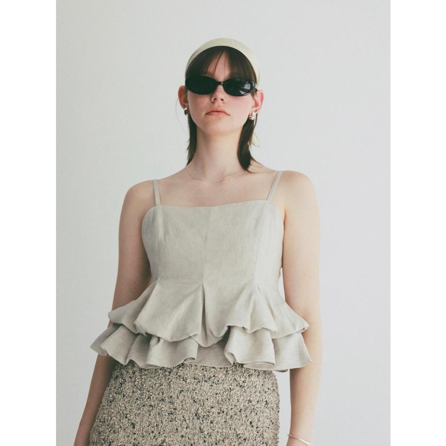 即日発送 CLANE 正規商品 クラネ バブル ペプラム キャミ トップス BUBBLE PEPLUM CAMI TOPS ベージュ/ブラック BEIGE/BLACK 2色展開 2026春夏新作の画像