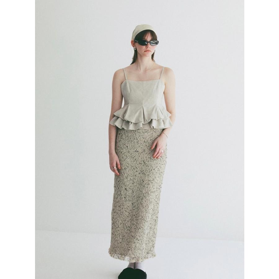 即日発送 CLANE 正規商品 クラネ バブル ペプラム キャミ トップス BUBBLE PEPLUM CAMI TOPS ベージュ/ブラック BEIGE/BLACK 2色展開 2026春夏新作の画像