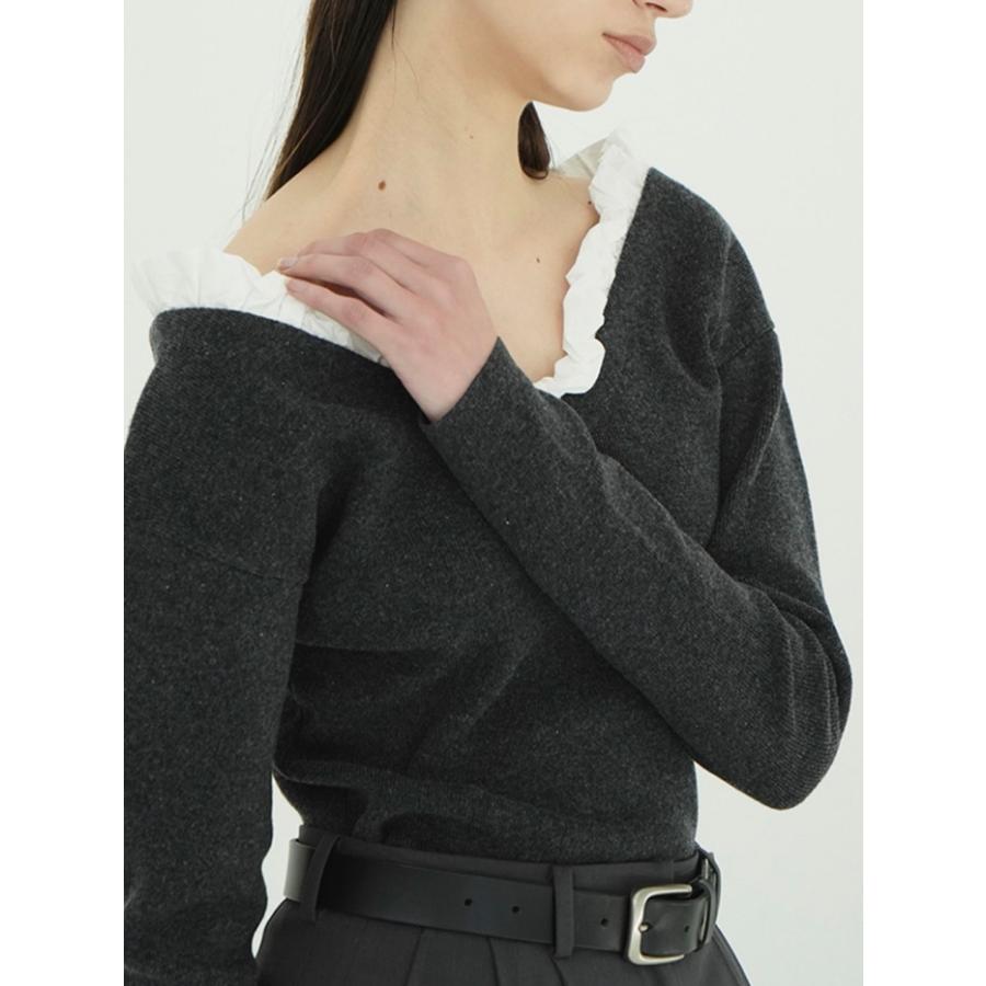 CLANE（クラネ） 正規商品 2WAY フリル Vネック ニット トップス 2WAY