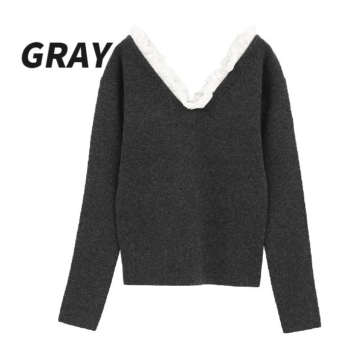 CLANE（クラネ） 正規商品 2WAY フリル Vネック ニット トップス 2WAY