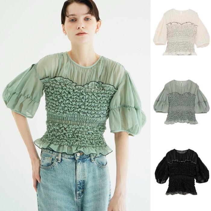 CLANE（クラネ） 正規商品 トップス カラー ステッチ シャーリング 