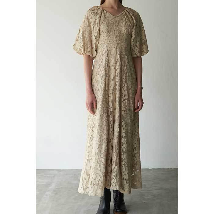中古 ブラック Piece One Puff Lace Vintage Clane ロングワンピース