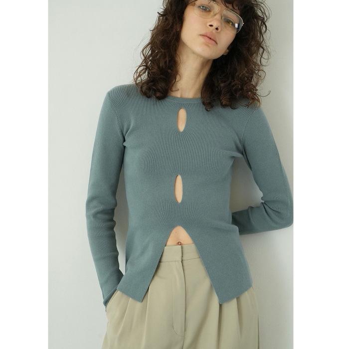 CLANE W FACE HOLE KNIT TOPS