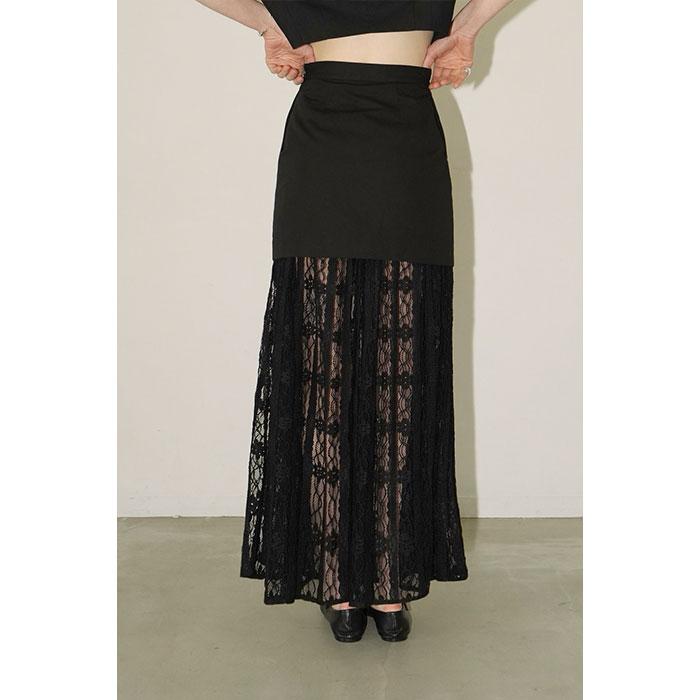 CLANE 正規商品 スカート クラネ 2WAY レース レイヤード スカート 2WAY LACE LAYERED SKIRT ブラック BLACK 2024春夏新作｜charger｜04