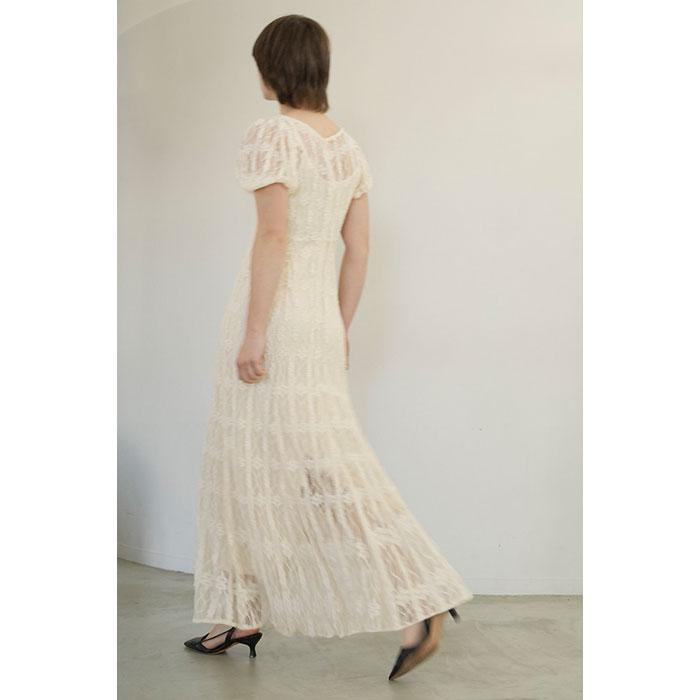 CLANE 正規商品 ワンピース クラネ レース ミニ パフ スリーブ ワンピース LACE MINI PUFF SLEEVE ONEPIECE アイボリー IVORY 2024春夏新作｜charger｜06