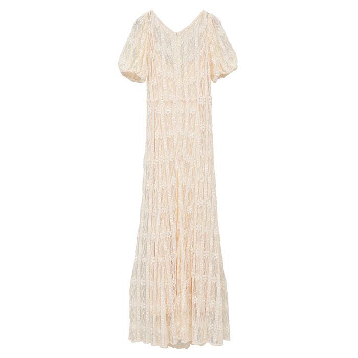 CLANE 正規商品 ワンピース クラネ レース ミニ パフ スリーブ ワンピース LACE MINI PUFF SLEEVE ONEPIECE アイボリー IVORY 2024春夏新作｜charger｜09