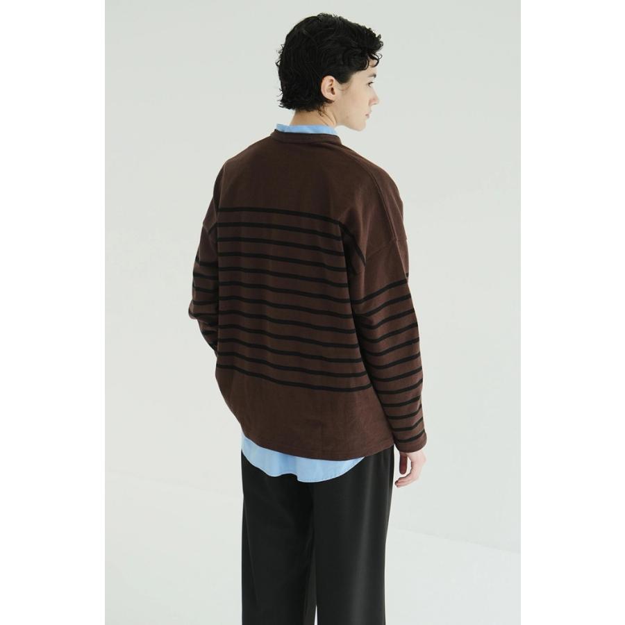 やす　CLANE  ワイド ヘンリーネック ボーダートップス CLANE/クラネ】WIDE HENRY NECK BORDER TOPS/ワイドヘンリーネック
