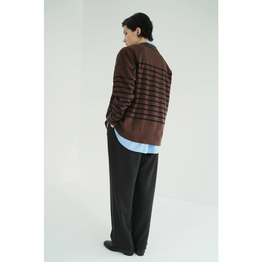 CLANE☆ボーダートップス　ヘンリーネックプルオーバー CLANE/クラネ】WIDE HENRY NECK BORDER TOPS/ワイドヘンリーネック