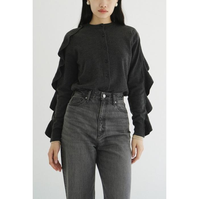 CLANE クラネ　フリルニットカーディガン CLANE（クラネ） 正規商品 カーディガン ダブルフェイス ショルダー
