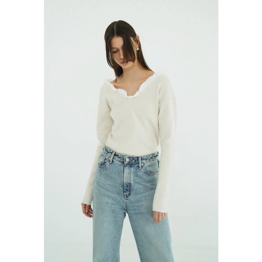 CLANE（クラネ） 正規商品 トップス フリル Vネック ニットトップス