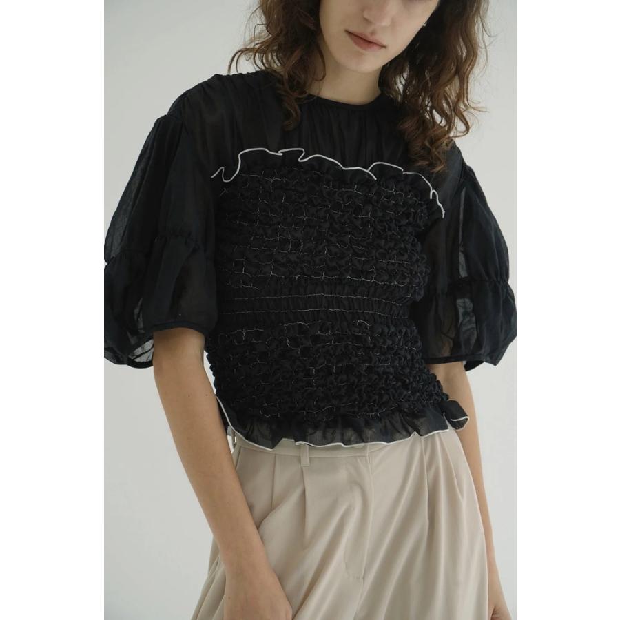 CLANE（クラネ） 正規商品 トップス カラー ステッチ シャーリング
