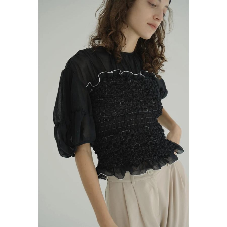 CLANE（クラネ） 正規商品 トップス カラー ステッチ シャーリング