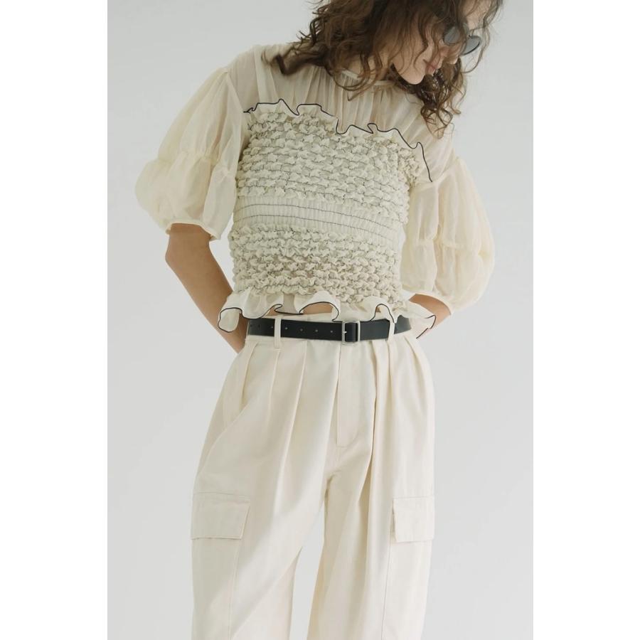 CLANE（クラネ） 正規商品 トップス カラー ステッチ シャーリング