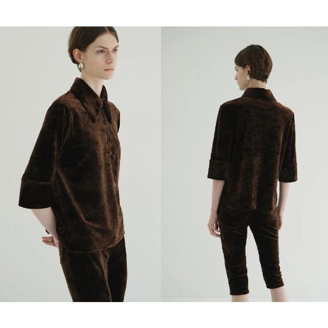 CLANE（クラネ） 正規商品 クラッシュ ベロア ポロトップス CRUSHED