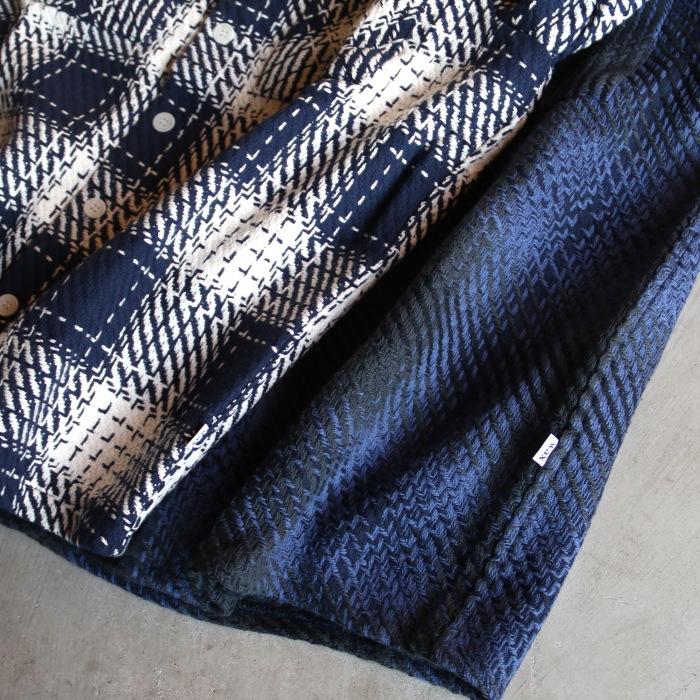 wax london ラガーシャツ 黒/白/青 ラガーシャツ PANELLED LOOPBACK