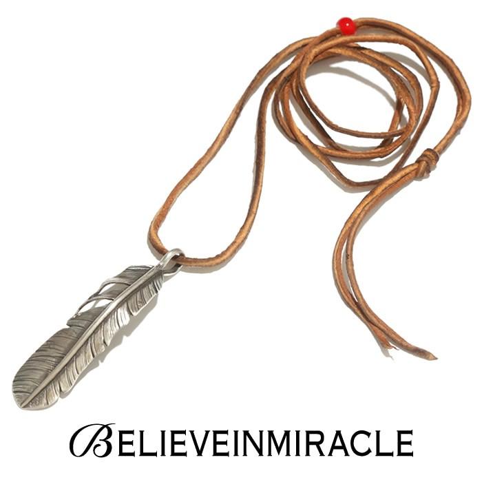 BELIEVE IN MIRACLE ビリーブインミラクル FEATHER XL SILVER 925 NECKLACE 革紐 ビーズ フェザーネックレス  シルバー 通販 